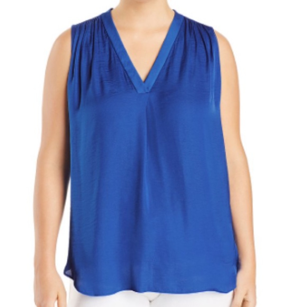 Vince Camuto Royal Blue Shirred Sleeveless Tank Top-Women Size S